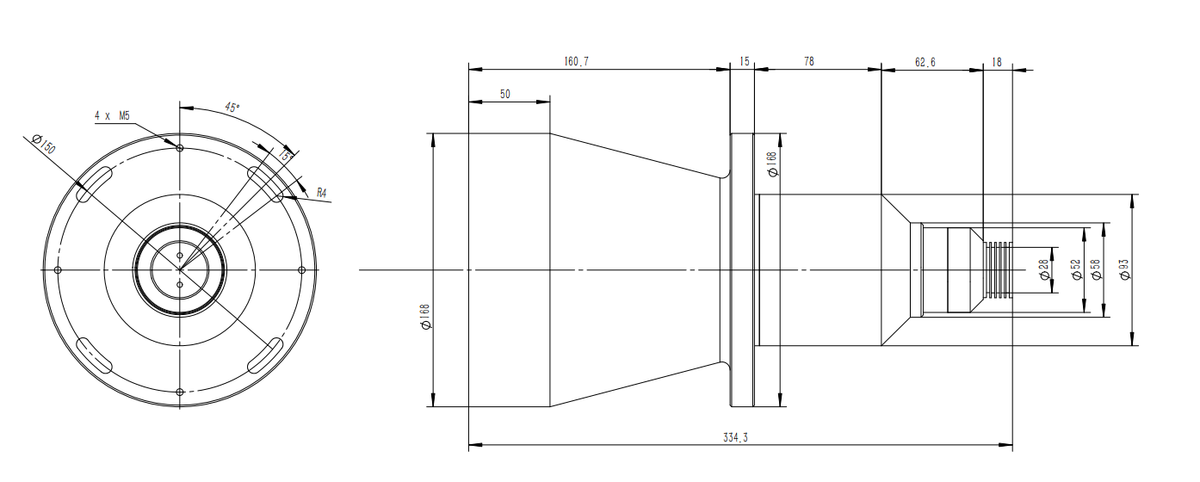 LS-TL150 dimensions (mm)