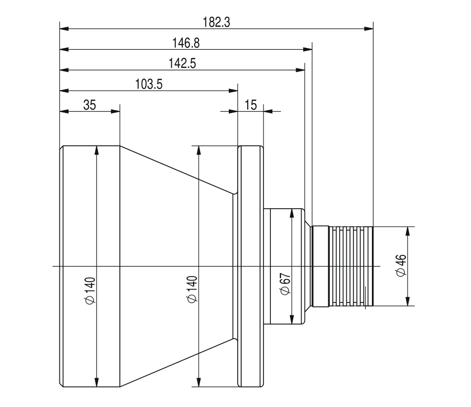LS-VCL-100-XW-Y dimensions (mm)