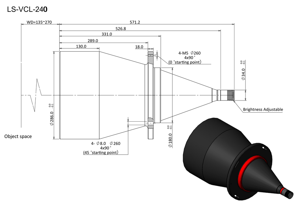 LS-VCL-240H-XW-Y dimensions (mm)