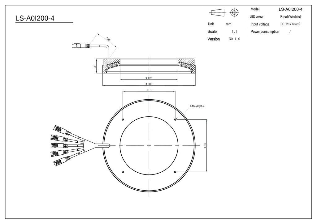 LS-AOI200-4 dimensions (mm)