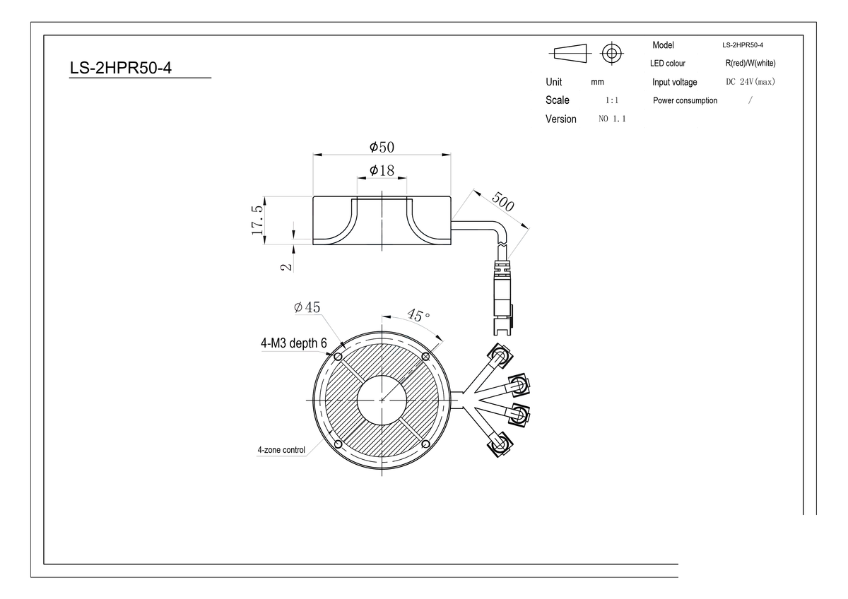 LS-2HPR50-4 dimensions (mm)