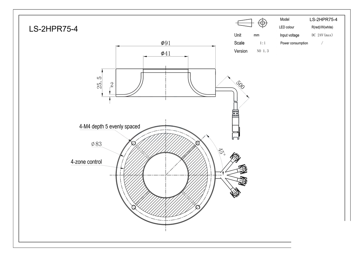 LS-2HPR75-4 dimensions (mm)