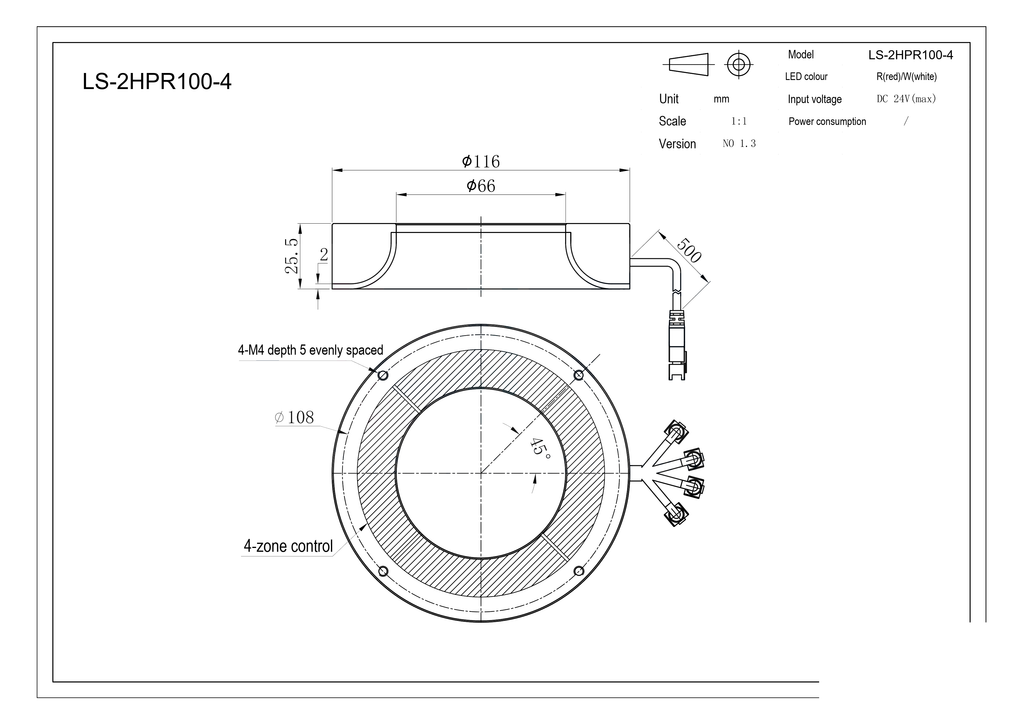 LS-2HPR100-4 dimensions (mm)