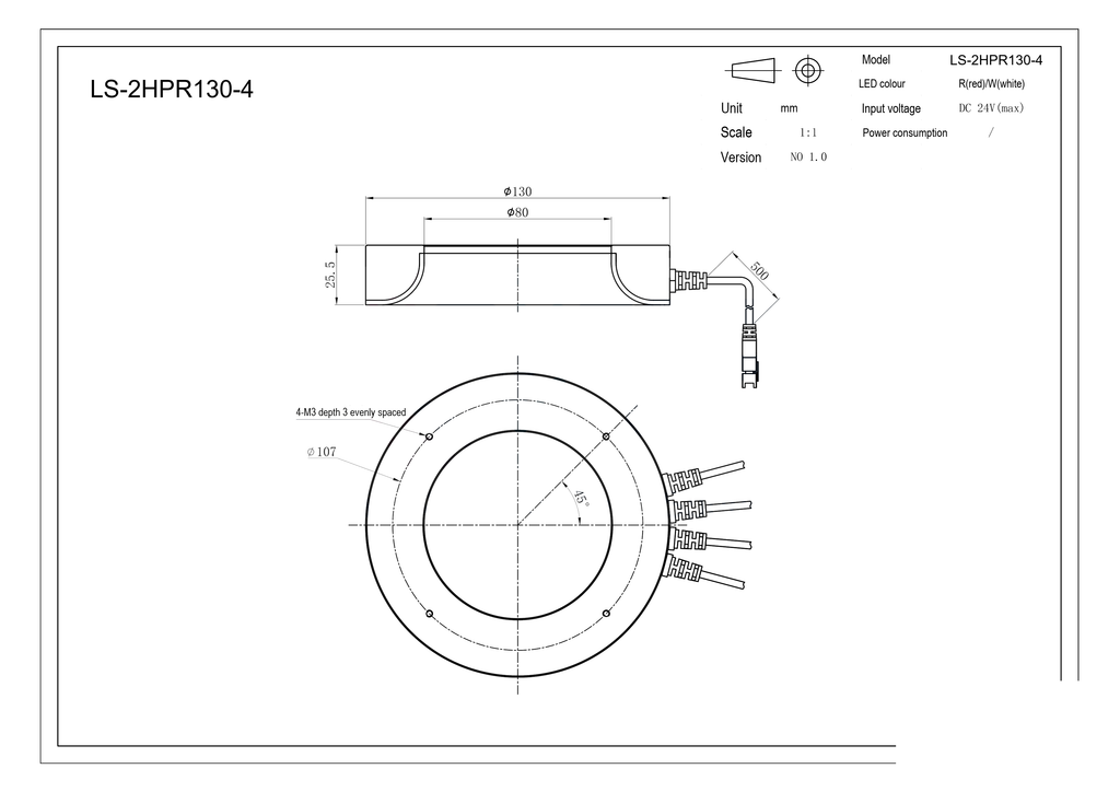 LS-2HPR130-4 dimensions (mm)