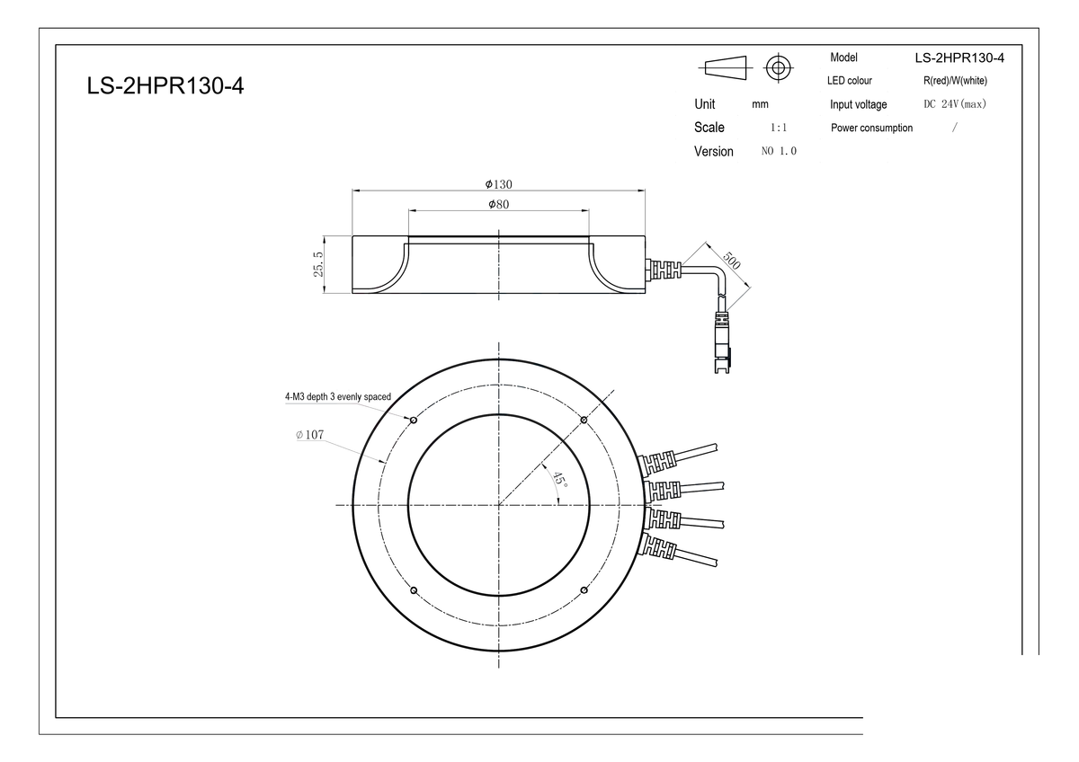 LS-2HPR130-4 dimensions (mm)
