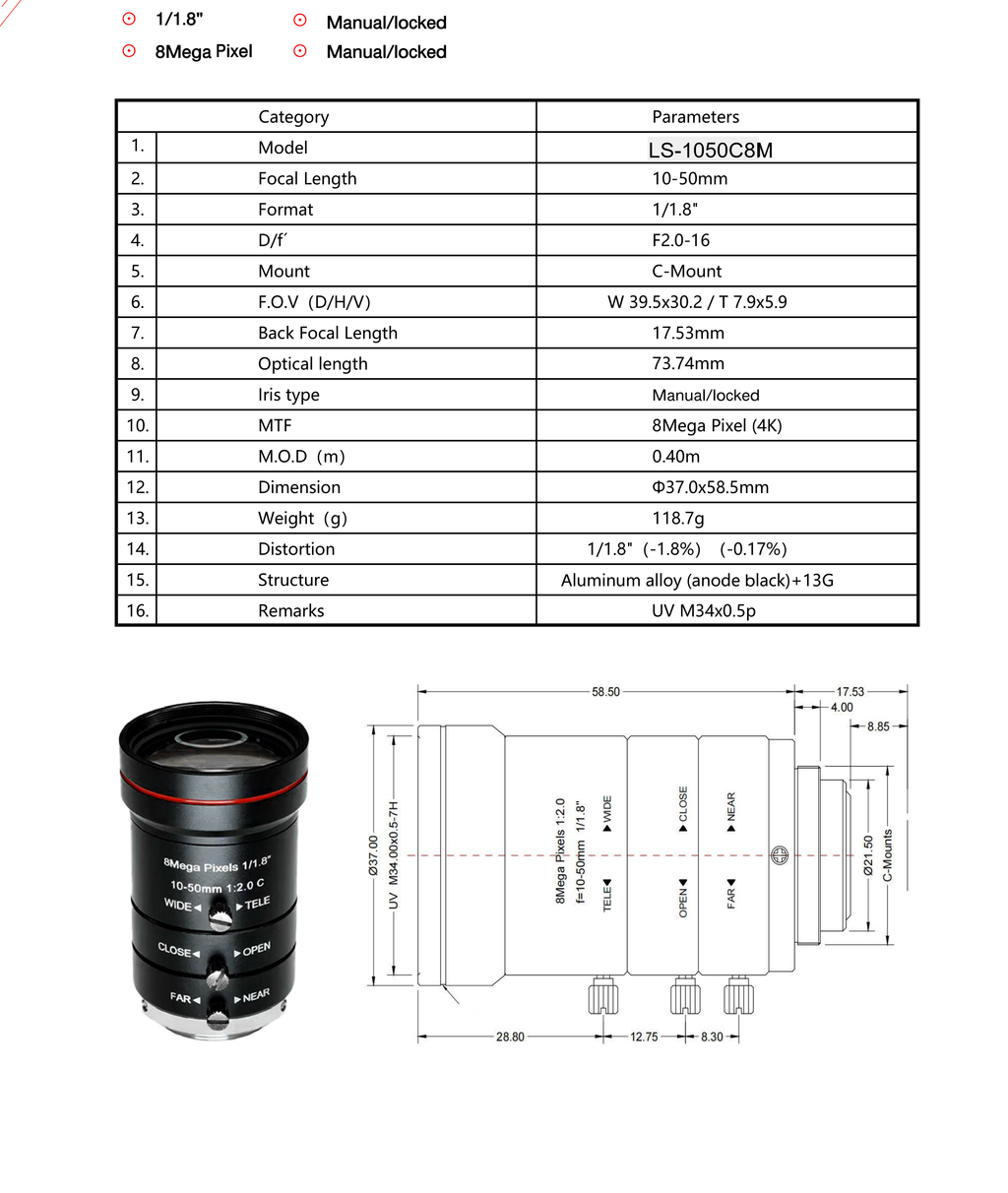LS-1050C8M dimensions (mm)