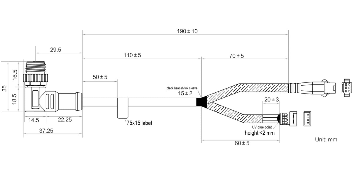 LS-ACP-M12A8MU-SMRFPB4-ST-0.19M dimensions (mm)
