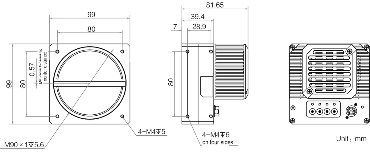 MV-CL161-B1Y4M dimensions (mm)