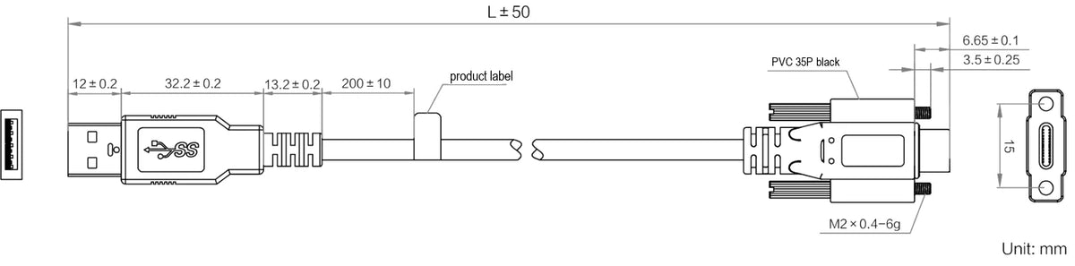 LS-ACU3-CMS-WP-AM-ST-1M dimensions (mm)