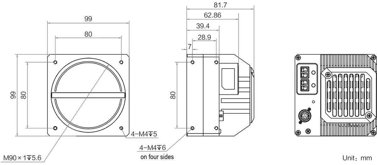 MV-CL16K5-40F2C-PRO dimensions (mm)