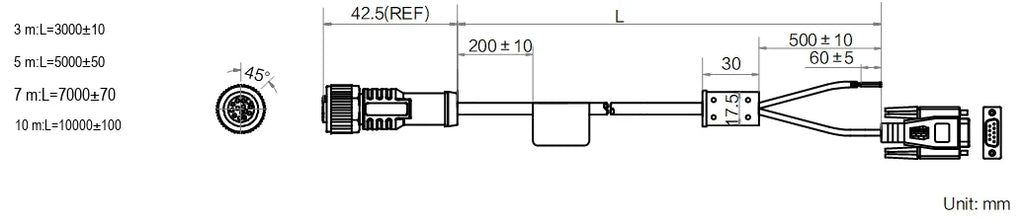 MV-IDAP-M12A12F-DB9Fopen-ST-7m dimensions (mm)