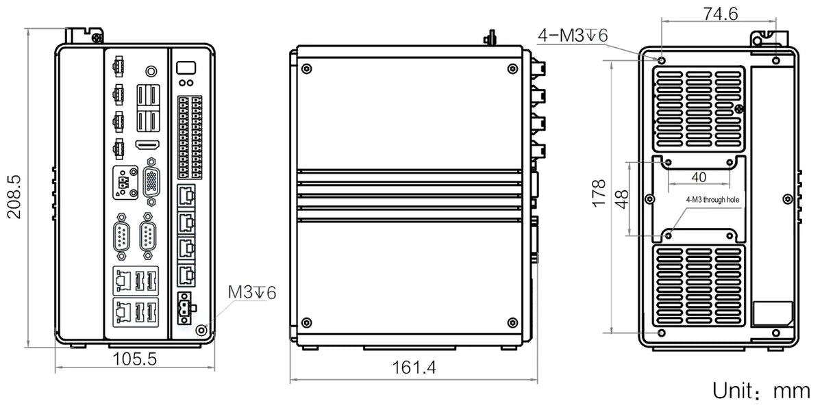 MV-VAC3504X-128G01 dimensions (mm)