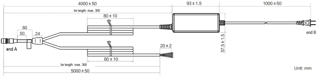 LS-ACP-H6P-ADP12V2A/OPEN-ST-4M dimensions (mm)