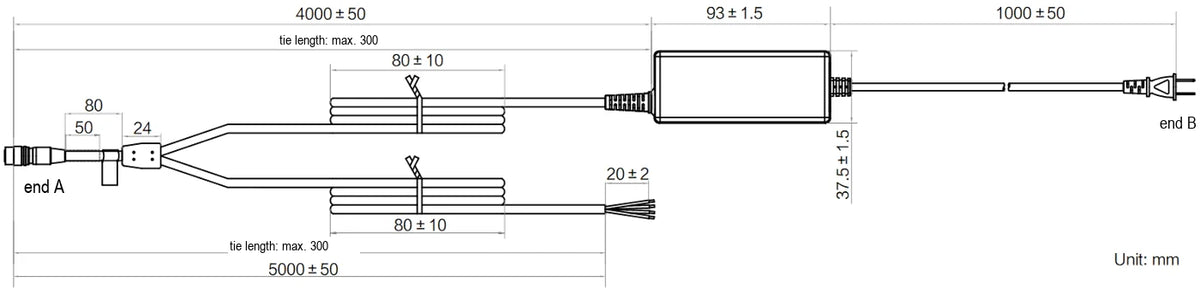 LS-ACP-H6P-ADP12V2A/OPEN-ST-4M dimensions (mm)