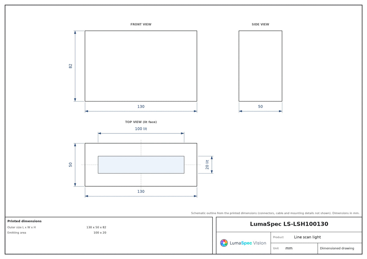 LS-LSH100130 dimensions (mm)