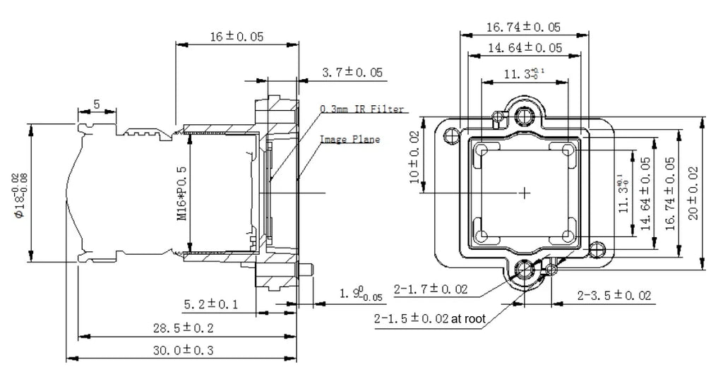 LS-S18BF0610IR-5M dimensions (mm)