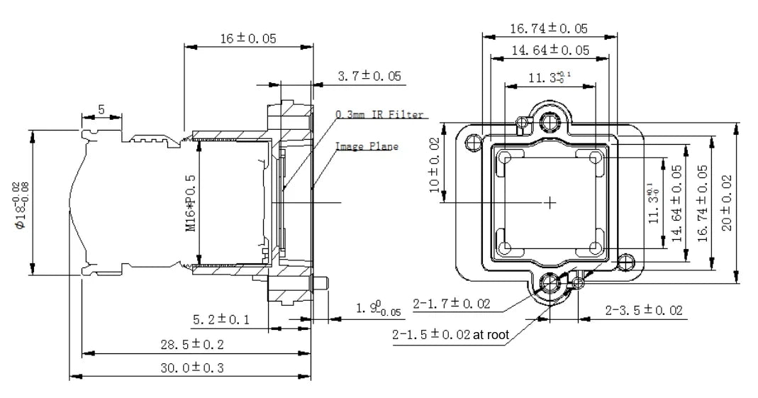 LS-S18BF0610IR-5M dimensions (mm)