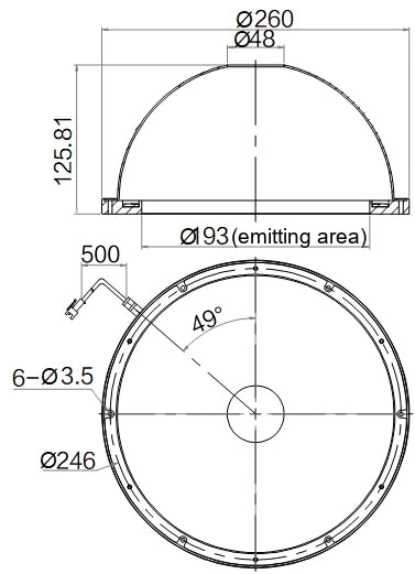 LS-LGSS-260-W dimensions (mm)