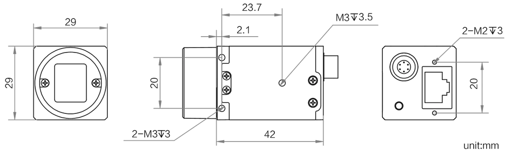 MV-CU013-A0GM(NPOE) V2 dimensions (mm)