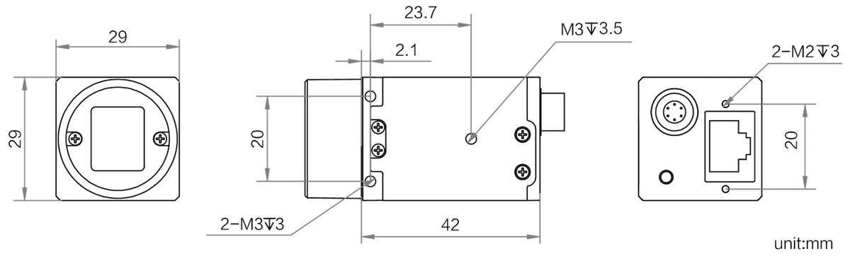 MV-CU013-A0GM(NPOE) V2 dimensions (mm)