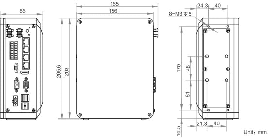 MV-VCB2240-128G46-NN dimensions (mm)