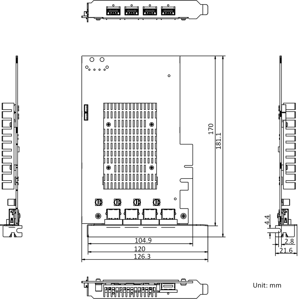 MV-GU2104 dimensions (mm)