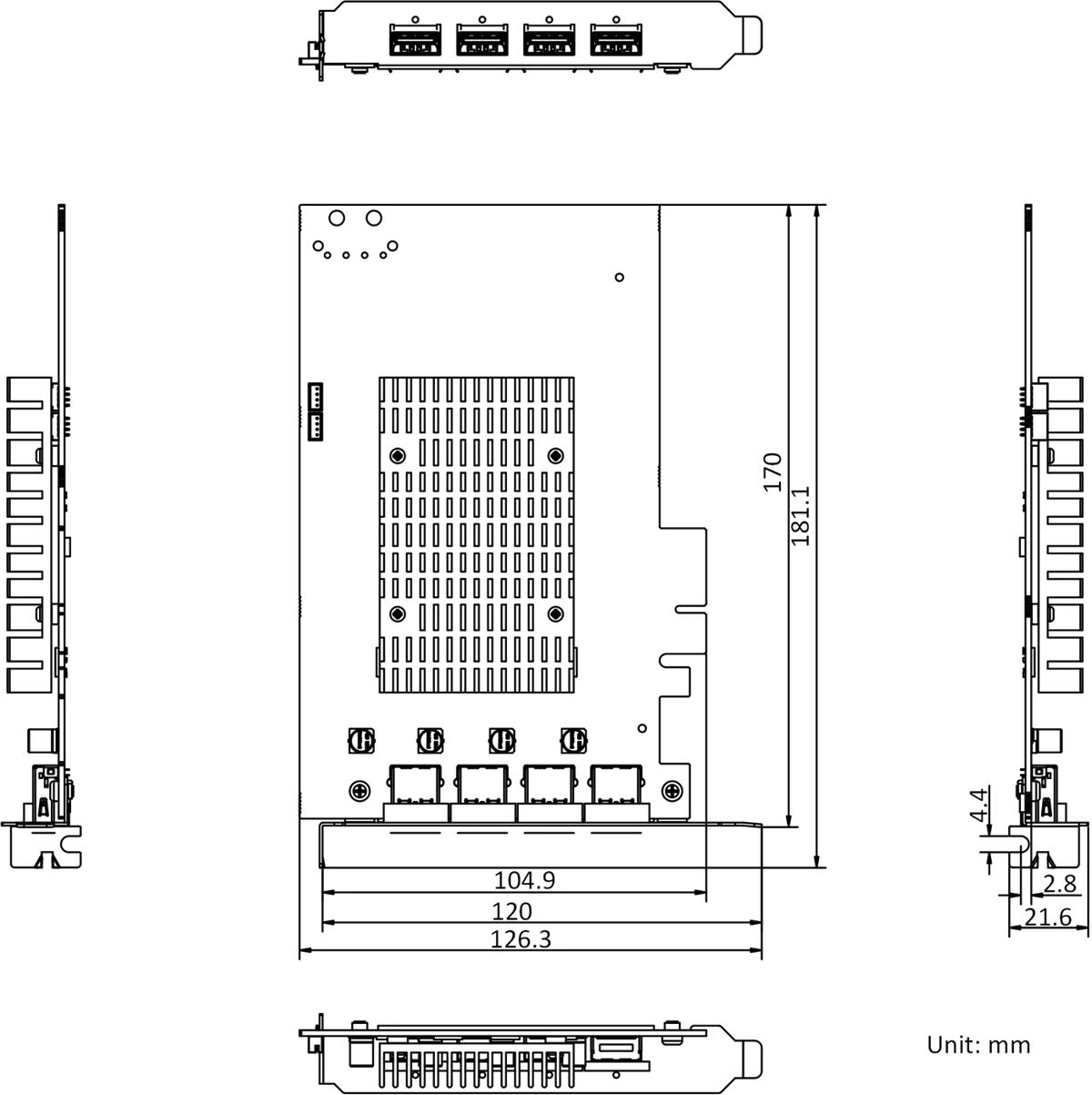 MV-GU2104 dimensions (mm)