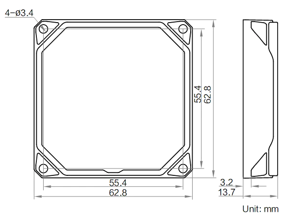 MV-IDA-C-Y-62-62-K dimensions (mm)