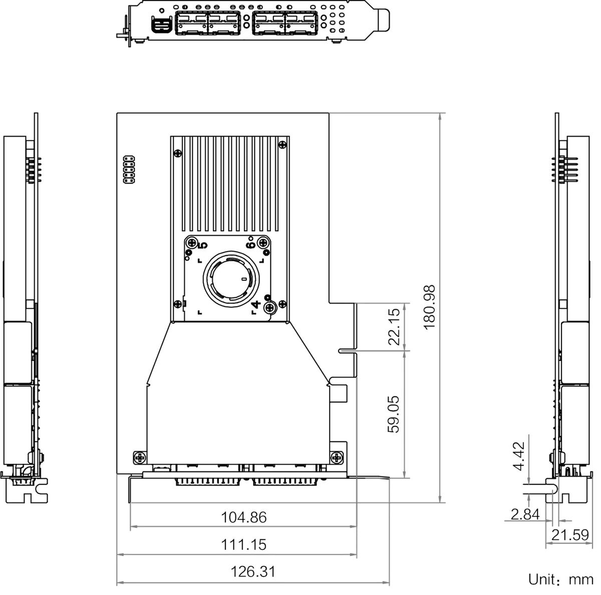 MV-GS1004F-DF V3.0 dimensions (mm)