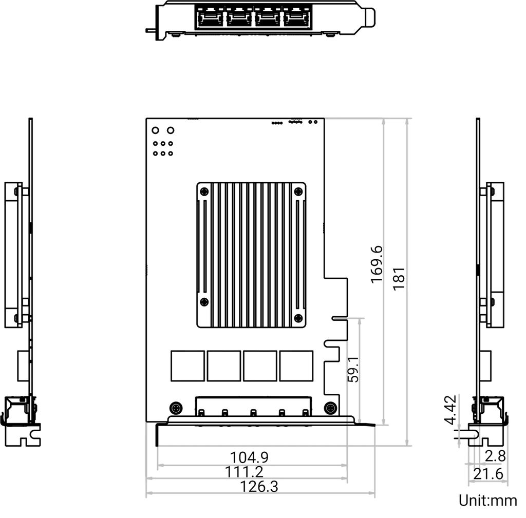 MV-GE1100 dimensions (mm)