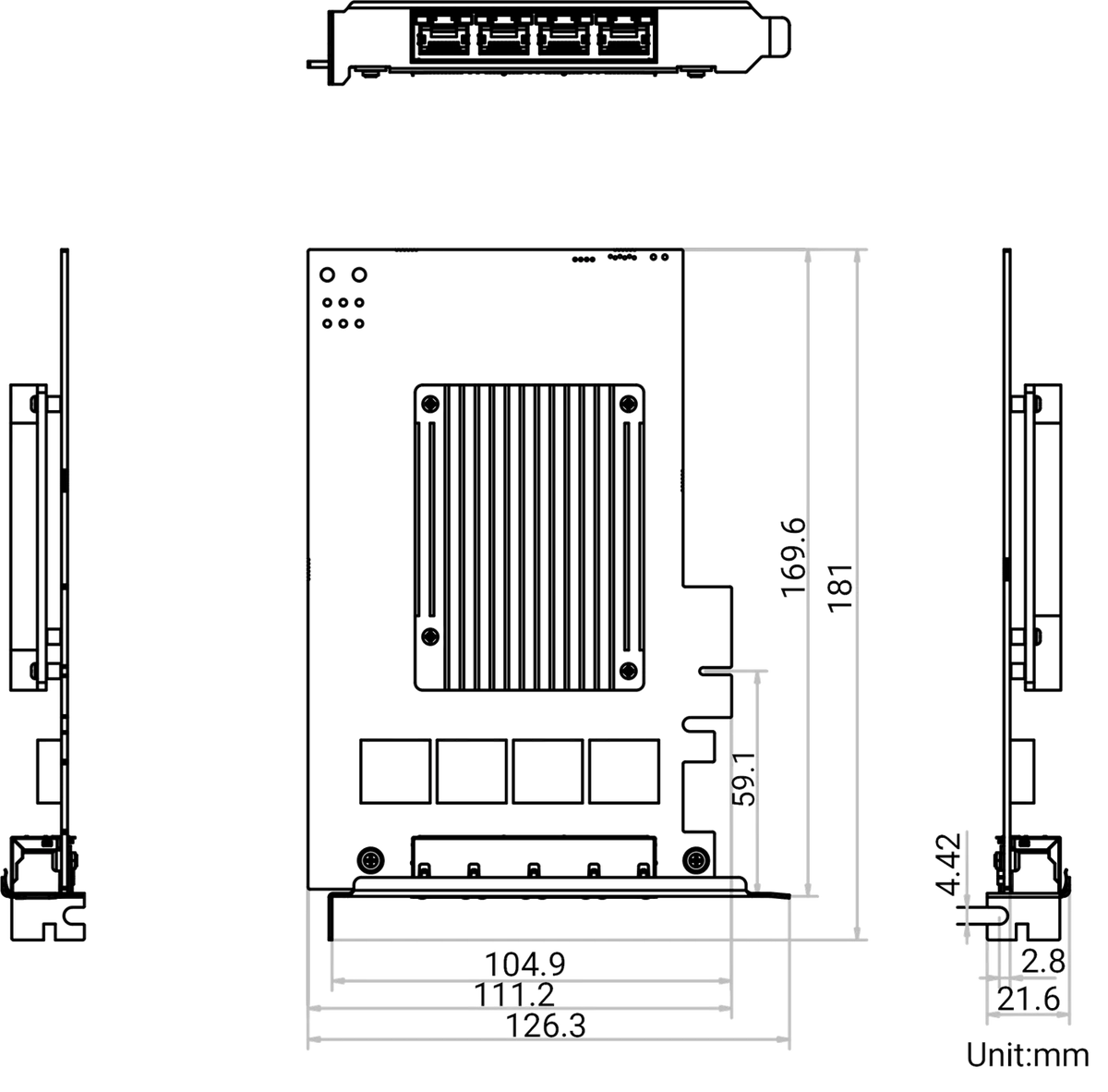 MV-GE1100 dimensions (mm)