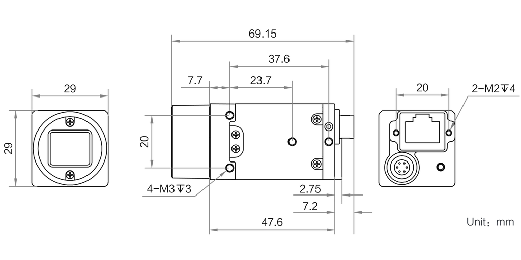 MV-CU050-90GM(NPOE) dimensions (mm)