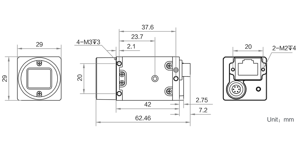 MV-CU020-90GC(NPOE) dimensions (mm)