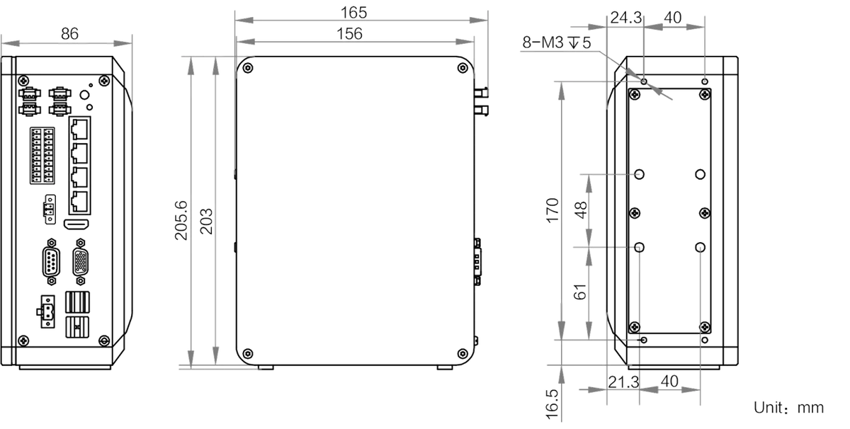 MV-VC2140-128G40-1T dimensions (mm)