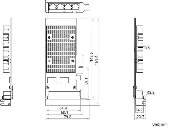 MV-GE2004L V2.0 dimensions (mm)