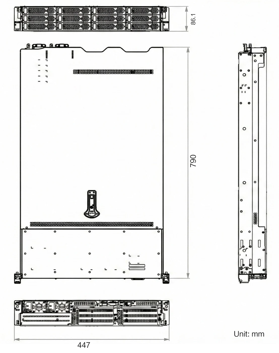 MV-TS1004-256GR-960G16TR10 dimensions (mm)