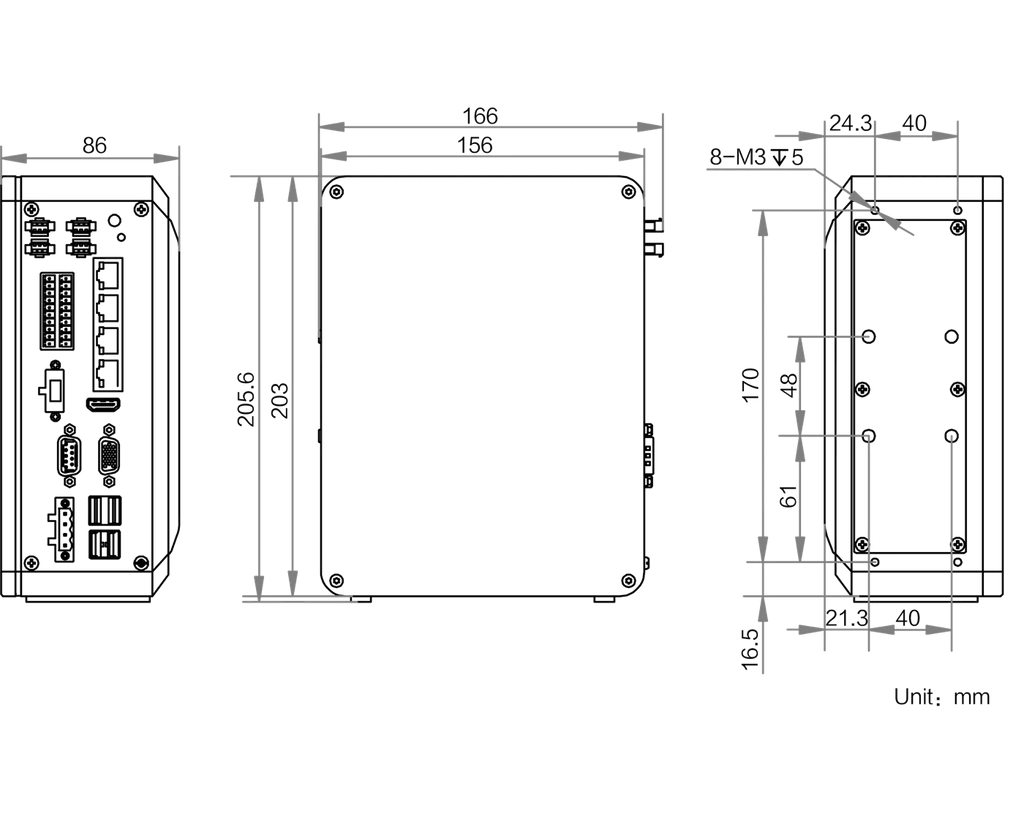 MV-VCB2140-128G40-1T dimensions (mm)