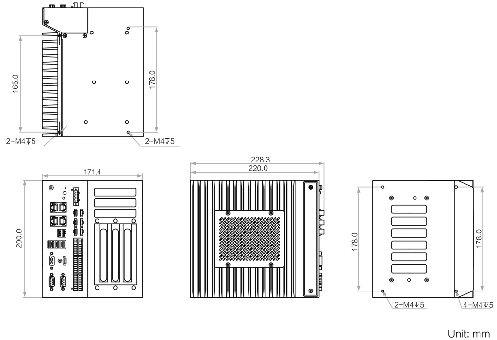 MV-VC4712-256G16-2TH dimensions (mm)