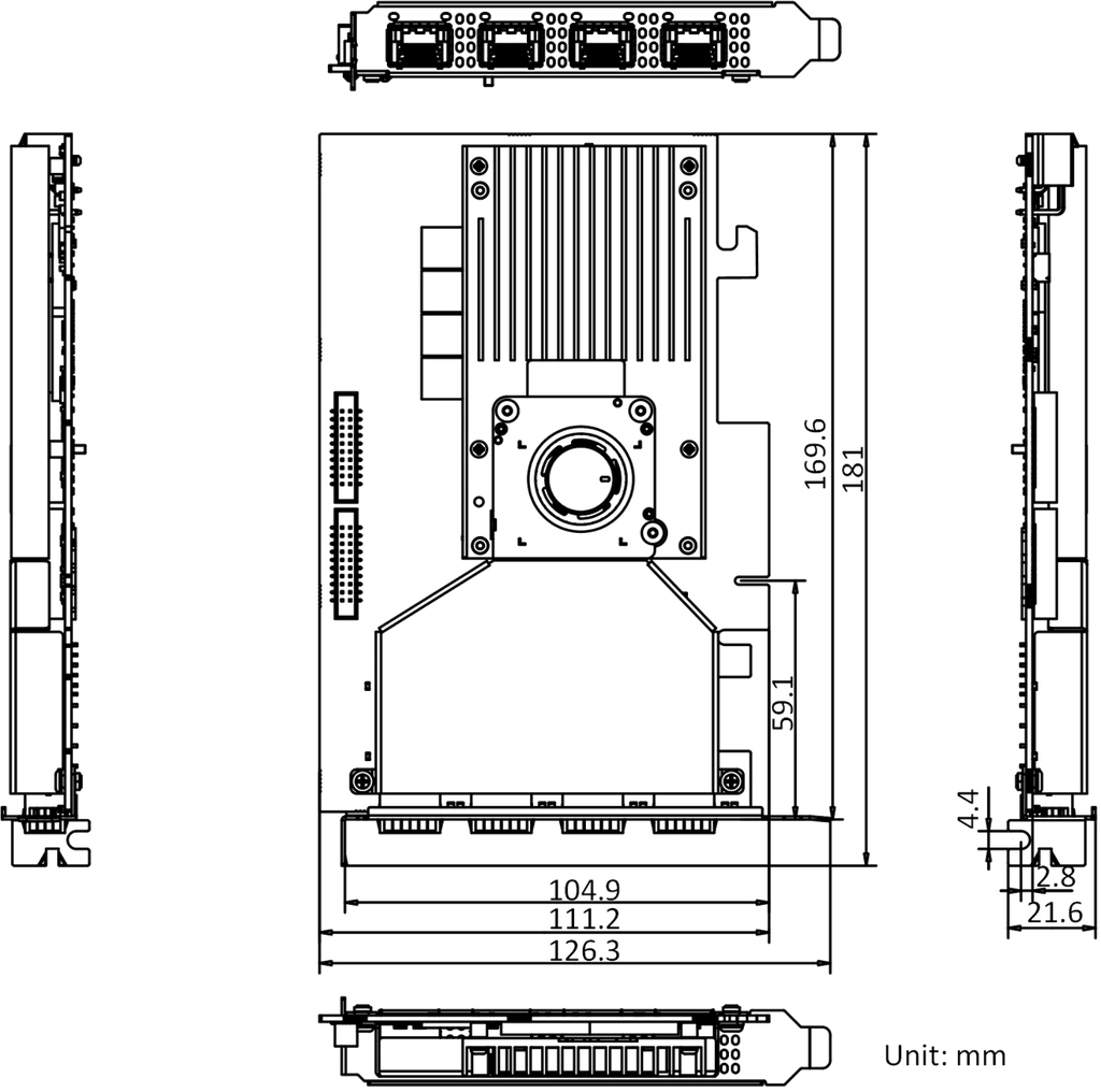 MV-GS1004 dimensions (mm)
