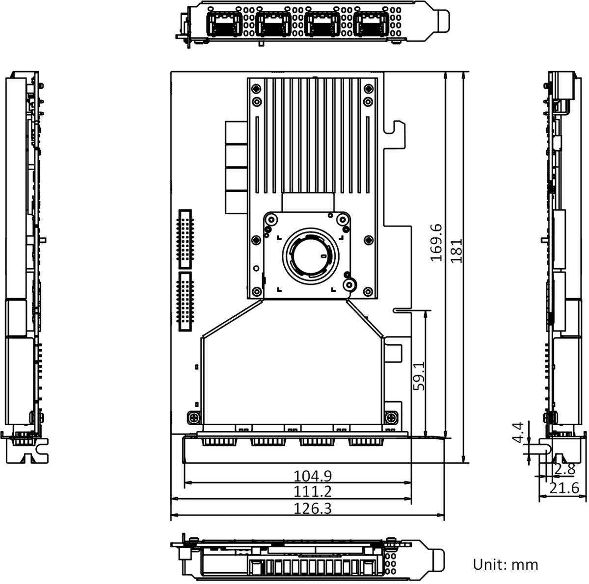 MV-GS1004 dimensions (mm)