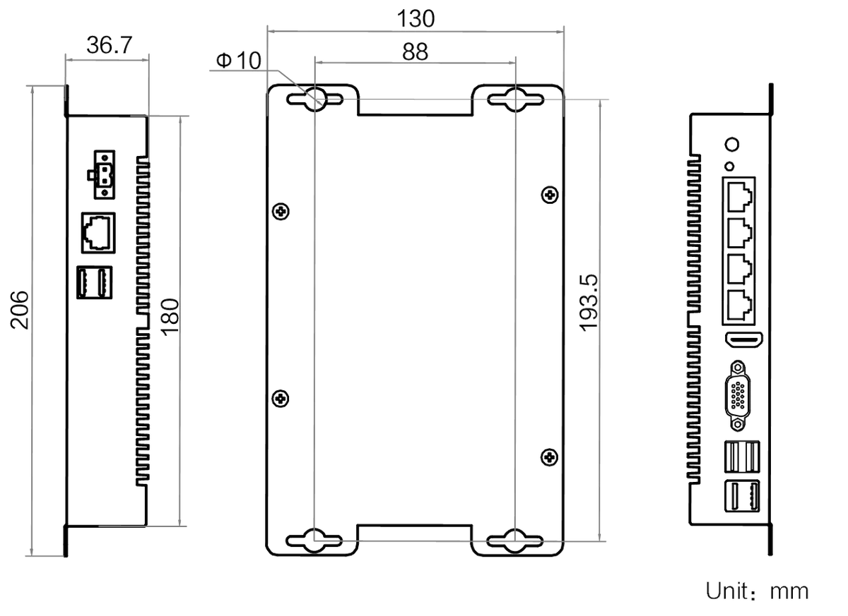 MV-VC2000-128G50-NN-mini dimensions (mm)