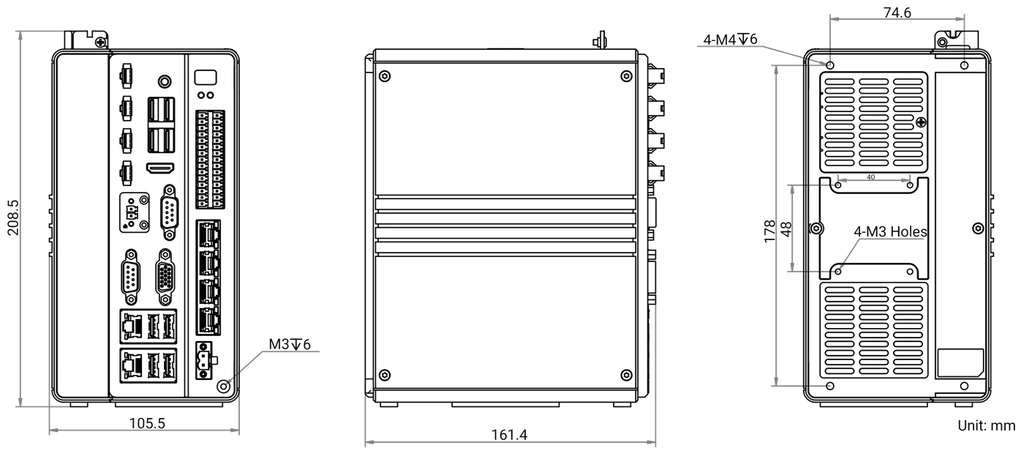 MV-VC3101H-128G60 dimensions (mm)