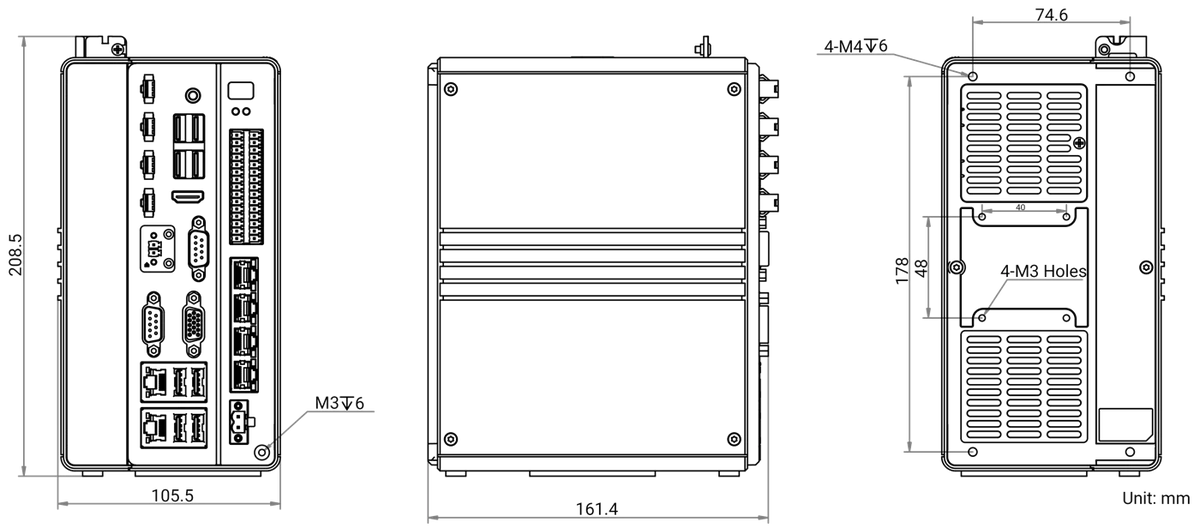 MV-VC3101H-128G60 dimensions (mm)
