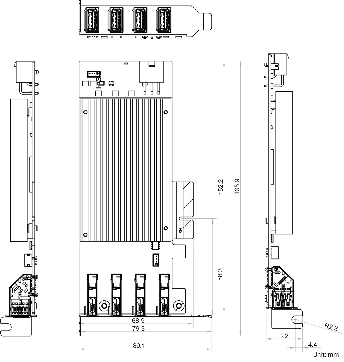 MV-GU2204L dimensions (mm)
