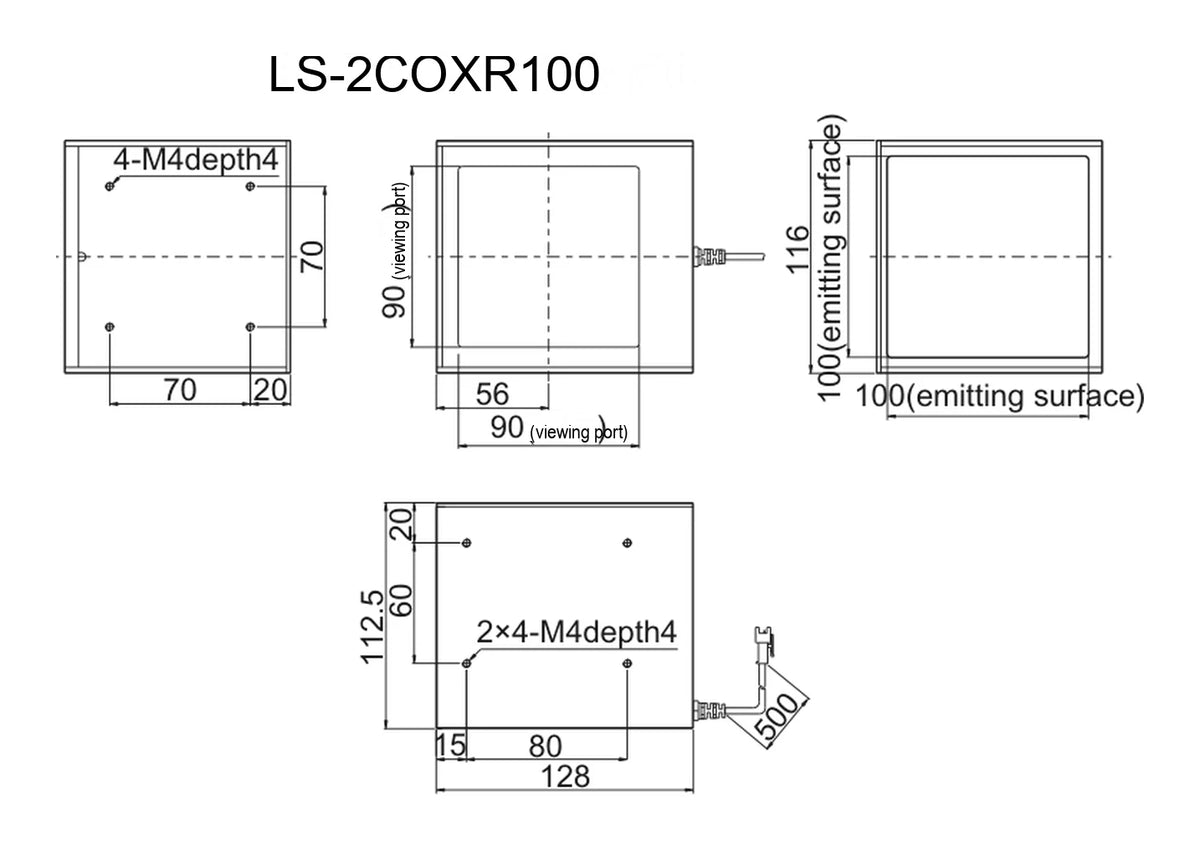 LS-2COXR100 dimensions (mm)