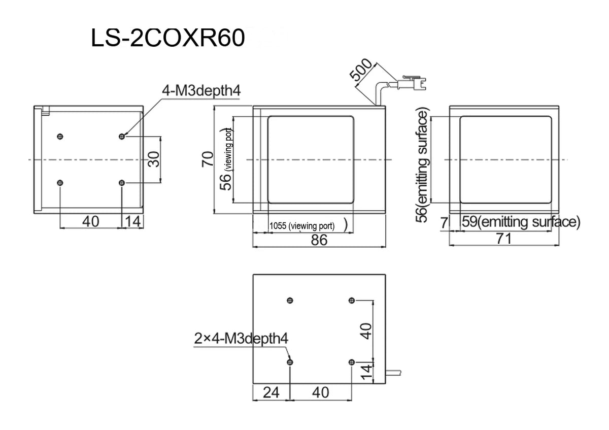 LS-2COXR60 dimensions (mm)