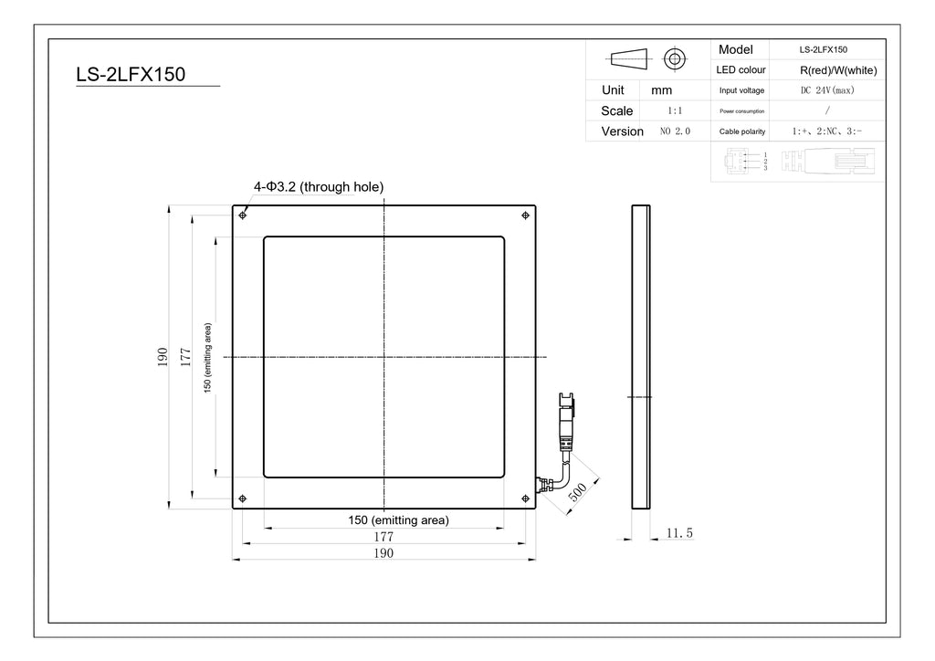 LS-2LFX150-C dimensions (mm)