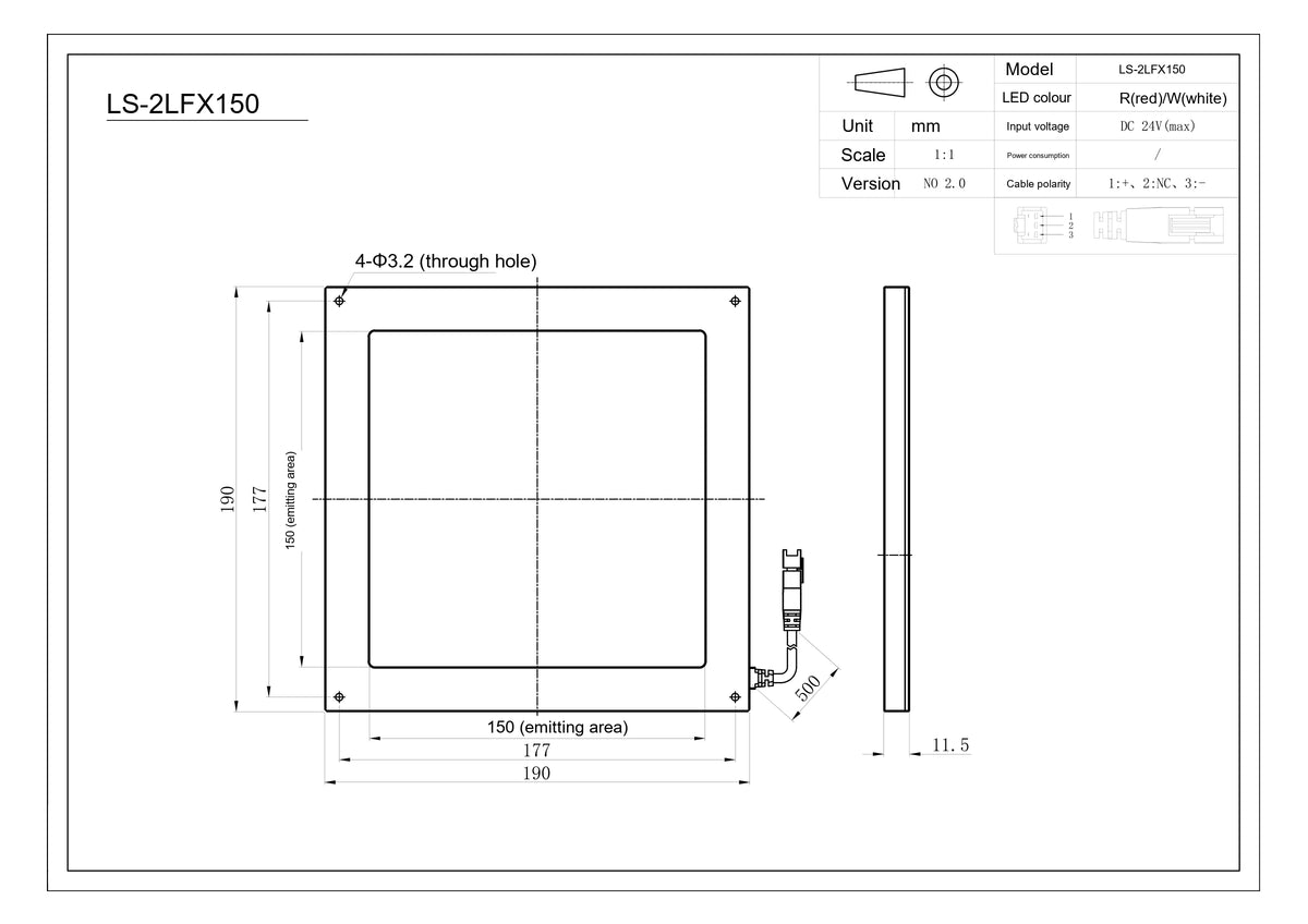 LS-2LFX150-C dimensions (mm)