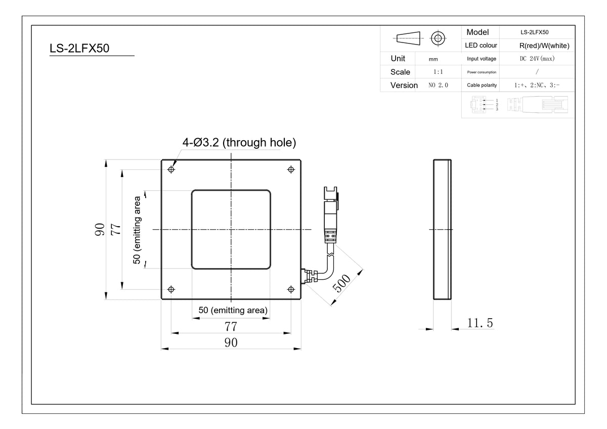 LS-2LFX50-C dimensions (mm)