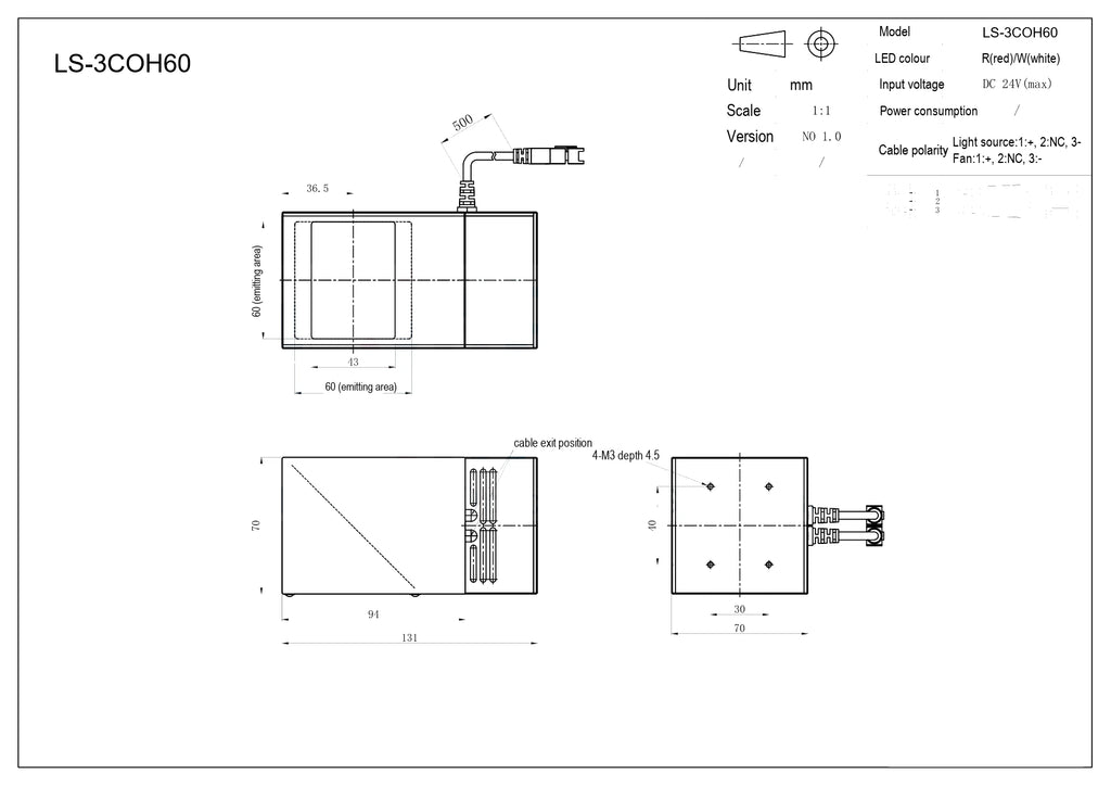 LS-3COH60 dimensions (mm)